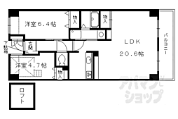 エーム梅小路 6階2LDKの間取り