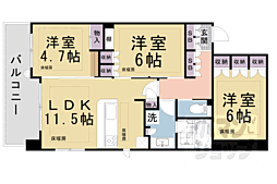 京都市営烏丸線 烏丸御池駅 徒歩5分の賃貸マンション 5階3LDKの間取り