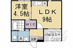 JR山陰本線 太秦駅 徒歩6分の賃貸アパート 3階1LDKの間取り