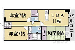 京都地下鉄東西線 太秦天神川駅 徒歩3分の賃貸マンション 7階3LDKの間取り
