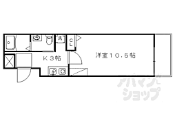 フラッティ毘沙門町 3階1Kの間取り