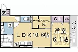 阪急京都本線 西京極駅 徒歩18分の賃貸アパート 2階1SLDKの間取り