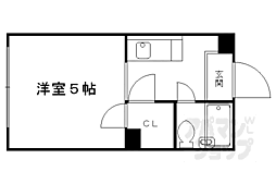JR東海道・山陽本線 京都駅 徒歩13分の賃貸マンション 2階1Kの間取り