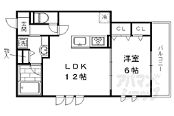 阪急嵐山線 松尾大社駅 徒歩15分の賃貸アパート 3階1LDKの間取り