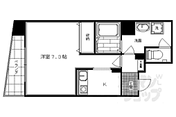 阪急京都本線 西院駅 徒歩10分の賃貸マンション 2階1Kの間取り