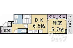 阪急嵐山線 松尾大社駅 徒歩22分の賃貸アパート 1階1DKの間取り