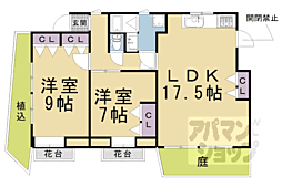 京阪本線 東福寺駅 徒歩12分の賃貸マンション 1階2LDKの間取り