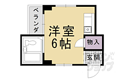 京阪本線 清水五条駅 徒歩8分の賃貸マンション 2階ワンルームの間取り