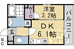 Live Flat京都西院 1DKの間取図画像