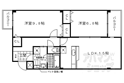 シュシュパルク鹿苑 2LDKの間取図画像