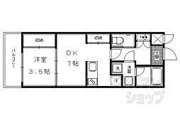 アーバネックス東山三条 1DKの間取図画像