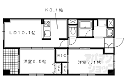 サンクチュアリ二条城 2LDKの間取図画像