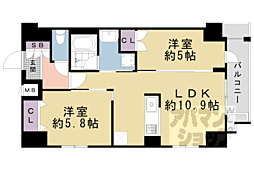 ジオエント四条大宮 2LDKの間取図画像