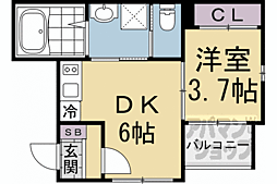 京都市下京区西七条石井町アパート 1DKの間取図画像