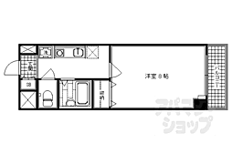 らくさいめぞん2 1Kの間取図画像