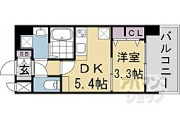 クレアドーレ京都二条 1DKの間取図画像