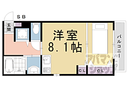 ブーブーヴィラ円町 1Kの間取図画像