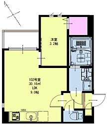 仙台市営南北線 北仙台駅 徒歩8分の賃貸アパート 1階1LDKの間取り