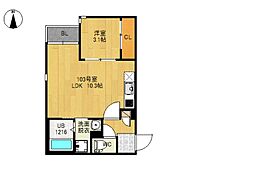 グランティック長町 1LDKの間取図画像