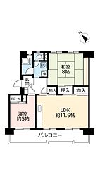 UR都市機構洛西新林北団地4棟 2LDKの間取図画像