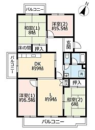 UR都市機構洛西竹の里団地3棟 4LDKの間取図画像