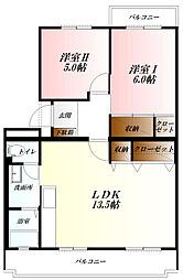 ドエル・ビアンカ 2LDKの間取図画像