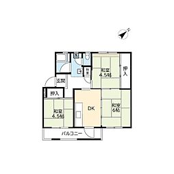 UR都市機構西大和片岡台団地3号 3DKの間取図画像