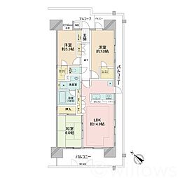 コスモ・ザ・キャナル東京イースト 3LDKの間取図画像