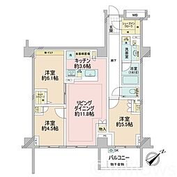 ブランズ文京小石川レジデンス 3LDKの間取図画像