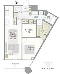勝どきザ・タワー 2LDKの間取図画像