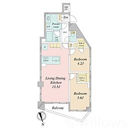 中野坂上アムフラット 1SLDKの間取り