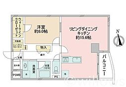 芝公園シティーハイツ 1LDKの間取図画像