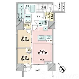 PROUD五反田 2LDKの間取図画像