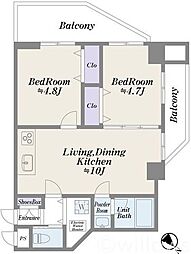 ディアプラザ根津 2LDKの間取図画像