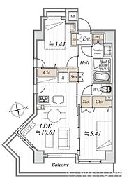 インフィニティ三田 2LDKの間取図画像