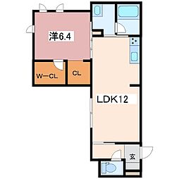 VillaCREST 1LDKの間取図画像