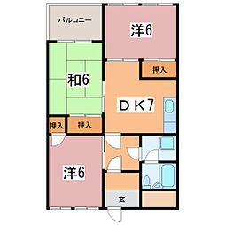 サンシャイン糺 3DKの間取図画像