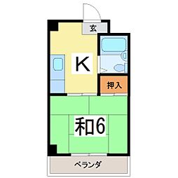 コーポラスたく 1Kの間取図画像