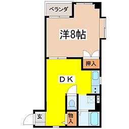 リブ・ニーズF 1DKの間取図画像