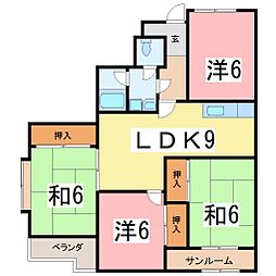 グランドハイツ田辺 4LDKの間取図画像