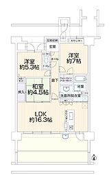 ローレルスクエア蟹江本町ウェストウィング 3LDKの間取図画像