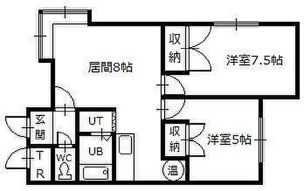 ミキハウス 101｜北海道富良野市錦町(賃貸アパート2DK・1階・50.28㎡)の写真 その2