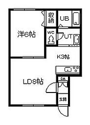 ヴァンクレールA 1LDKの間取図画像
