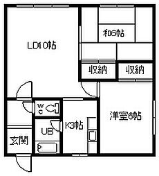 酒井ハイツ 2LDKの間取図画像