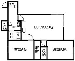 クオリス柴 2LDKの間取図画像
