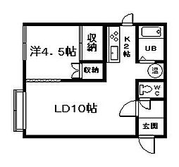 コーポ希望 1LDKの間取図画像