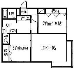 フローラB 2LDKの間取図画像