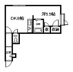 第5リバーハイツ藤 1DKの間取図画像