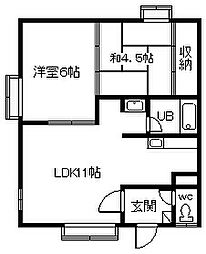 グランデージ2 2LDKの間取図画像