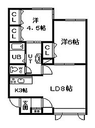 サイレンスコート 2LDKの間取図画像